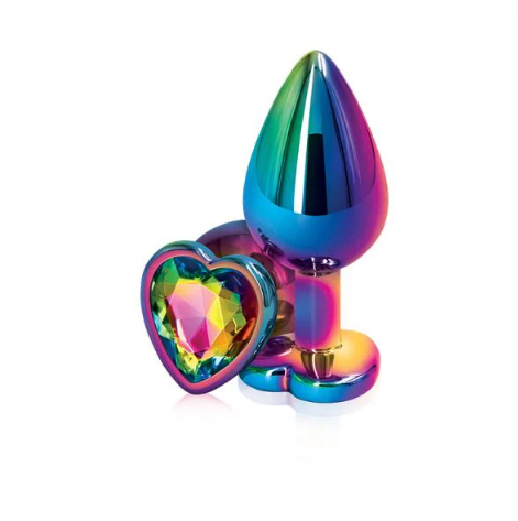 Medium Aluminum Plug with Rainbow Heart